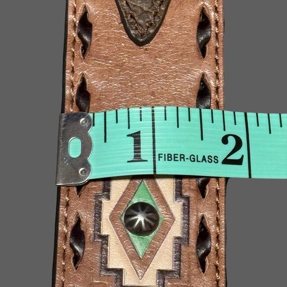 Nocona Men’s Western Brown Leather Belt Turquoise Studded Size 46 N210004302 - Picture 7 of 9